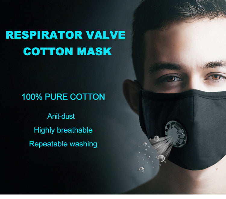 100% Anti Dust Pure Cotton Respirator One  Valve KN95 Face Mask 