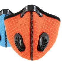 Load image into Gallery viewer, View of Orange Two Valve Mask Made of Soft,Quick-Drying,Nylon Mesh
