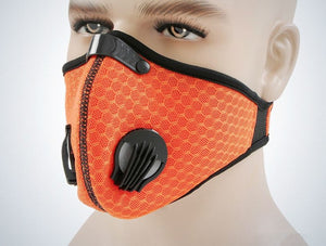Orange Mesh Two Valve KN95 Face Mask Adjustable Velcro Closure 