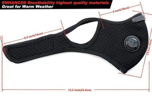 Dimensions of Black Dual Valve Ear Loop Mask -Enhanced Breathability 