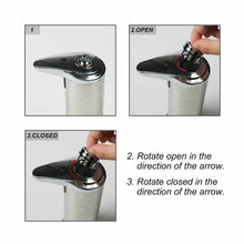 Load image into Gallery viewer, Directions to use Stainless Steel Auto Foaming Hand Wash Dispenser 
